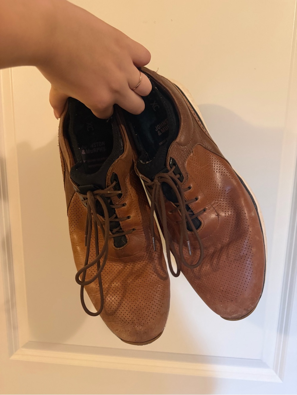 Johnston & Murphy Brown Leather Dress Shoes with Black Accents